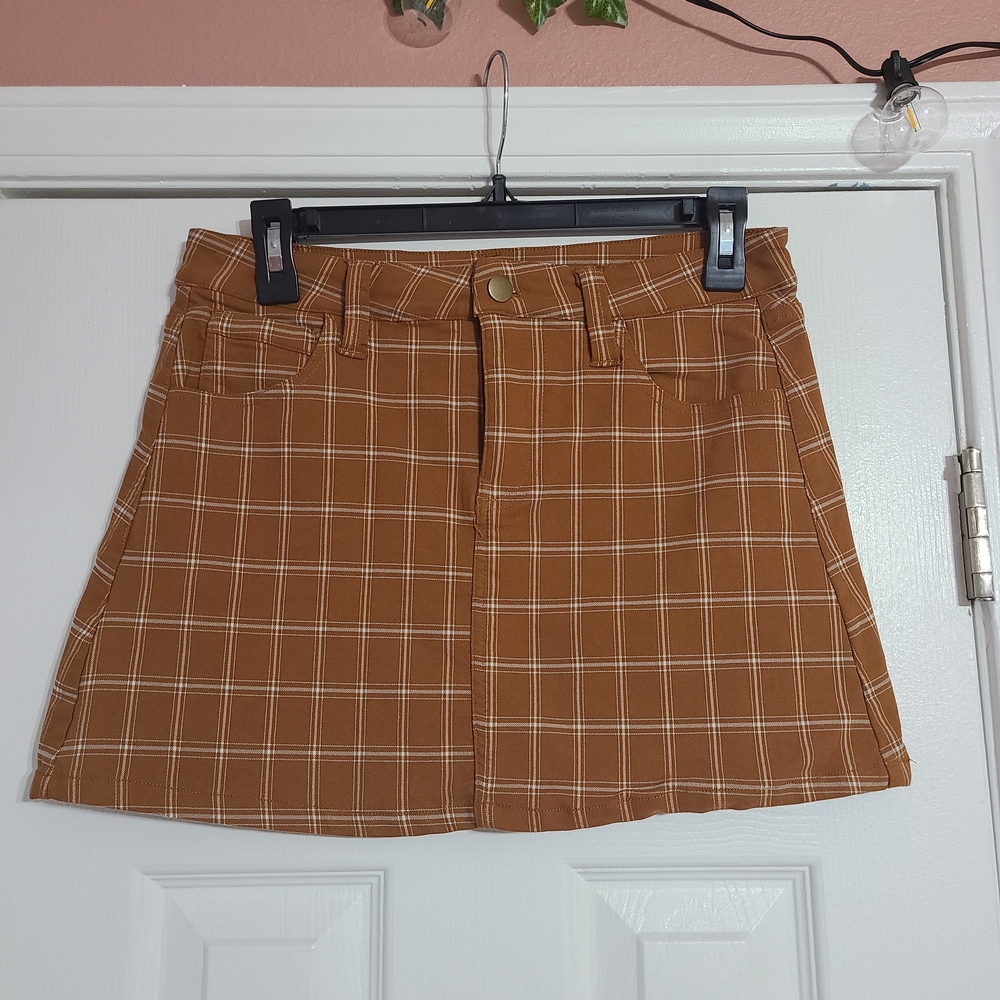 Brown Plaid Women's Skirt